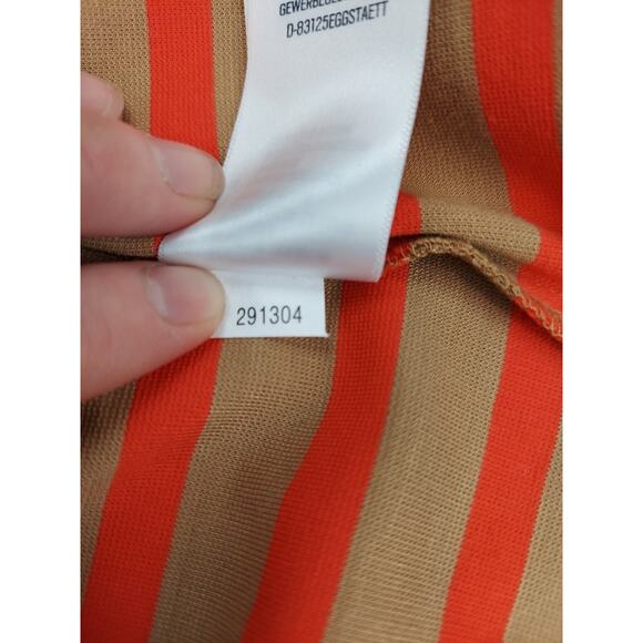 Fossil Women's Boho Preppy Tan Khaki & Orange Striped Pencil Skirt Size Large - Picture 7 of 8